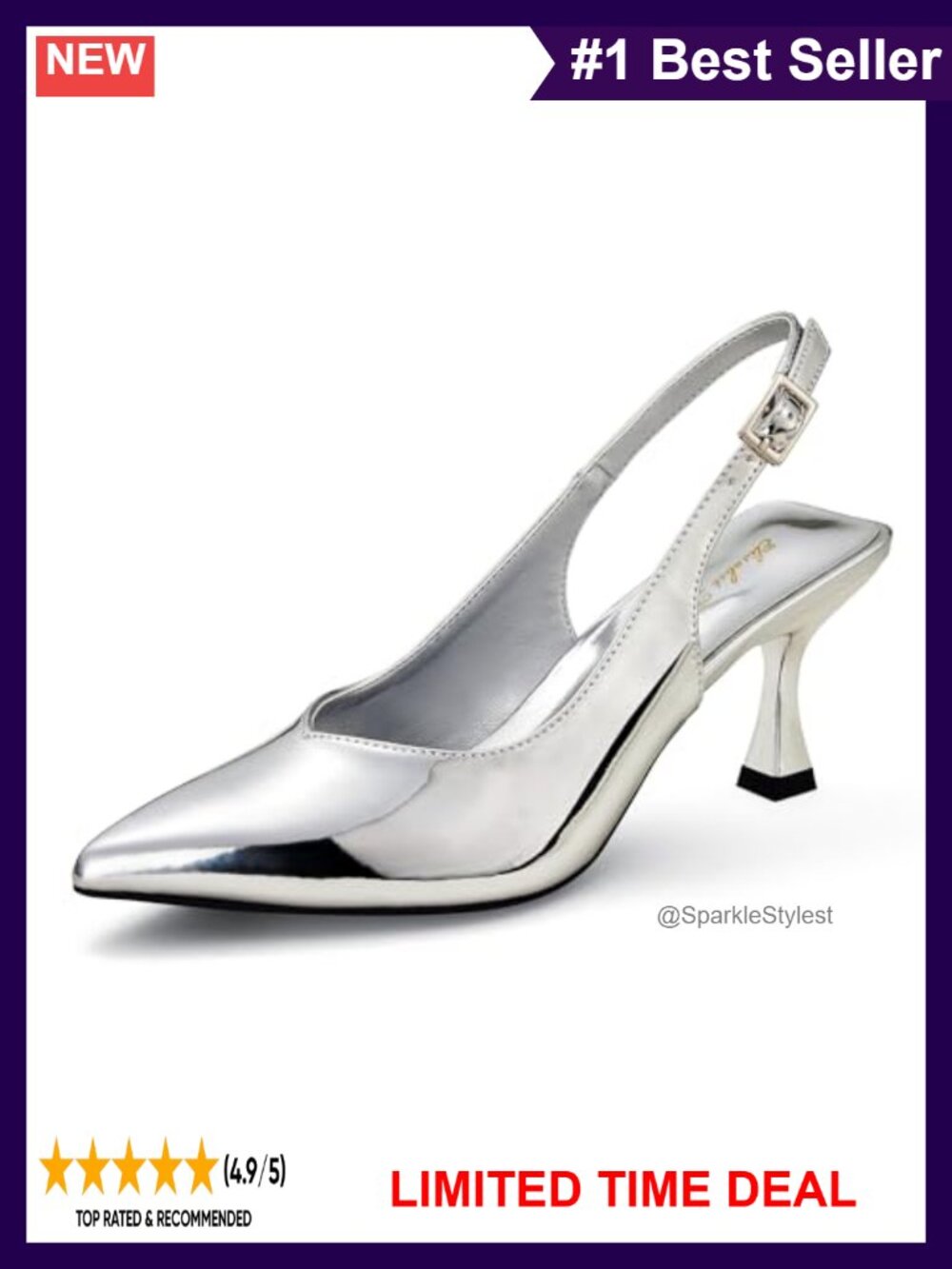 Kitten Heel Slingback Low Pumps Pointed Closed Toe Dressy Wedding Party Shoes